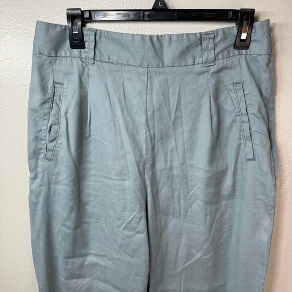 ANTHROPOLOGIE Ett Twa Blue Linen Cropped Pants Women’s Size 10 - Picture 2 of 8